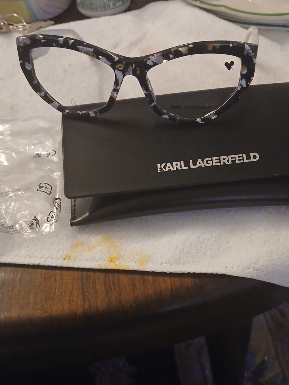 Karl Lagerfeld Women's Cat-Eye Glasses in Black & White Tortoise